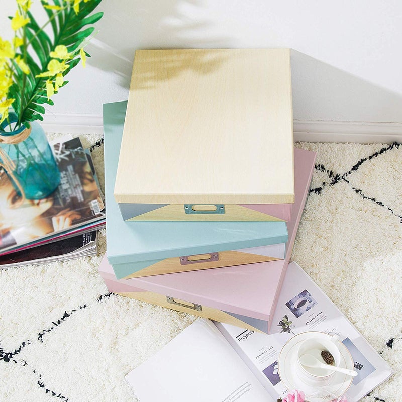 SLPR Decorative Cardboard Storage Boxes With Lids - Set of 3: Paperboard Photo Storage Box, Document Boxes for Organizing and Home Decor, Memory Box For Keepsakes - Image 3